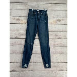 Good American Good Waist Distressed Chewed Hem Skinny Jeans Women's 2/26 Blue